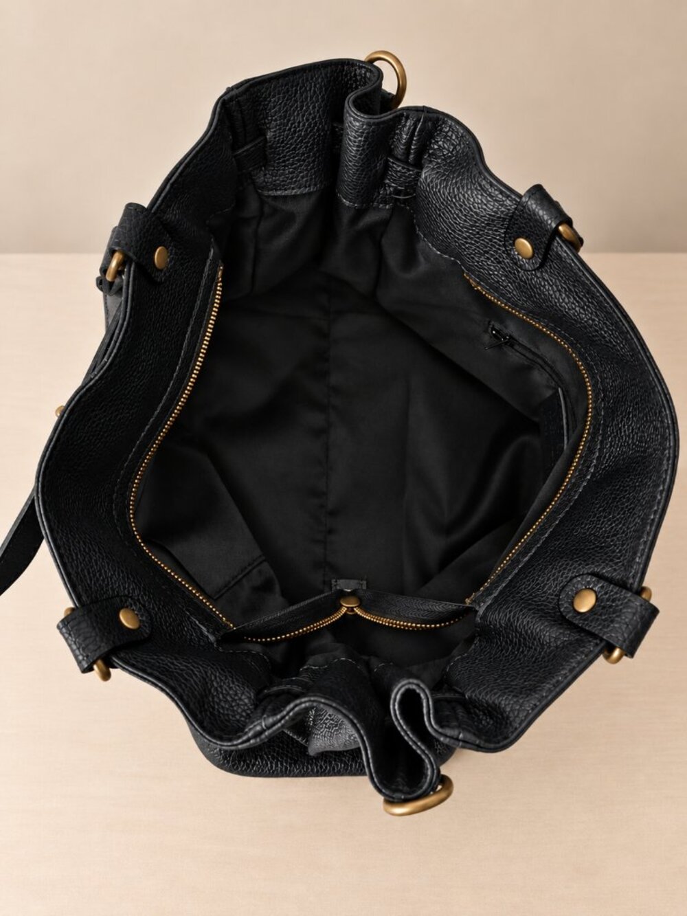 Black Large Leather Tote Bag, Italian Genuine Leather Work Bag, Vintage Purse - Picture 12 of 14